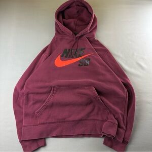 Nike Burgundy Hoodie with Orange Swoosh